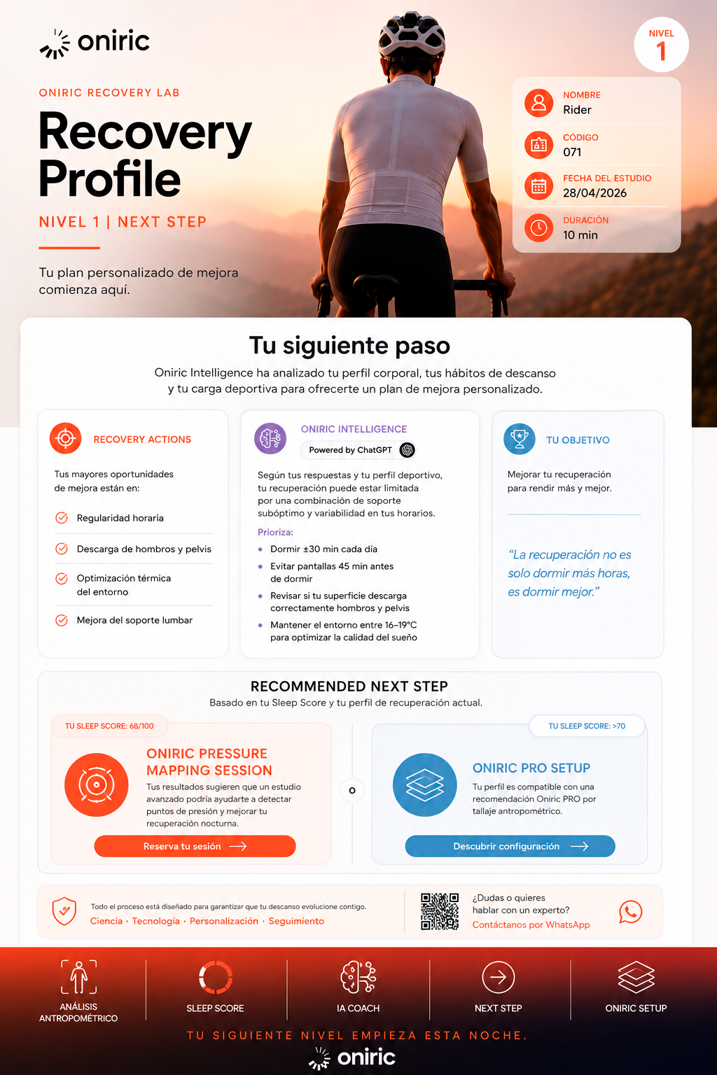 Recomendación de siguiente paso del Recovery Profile